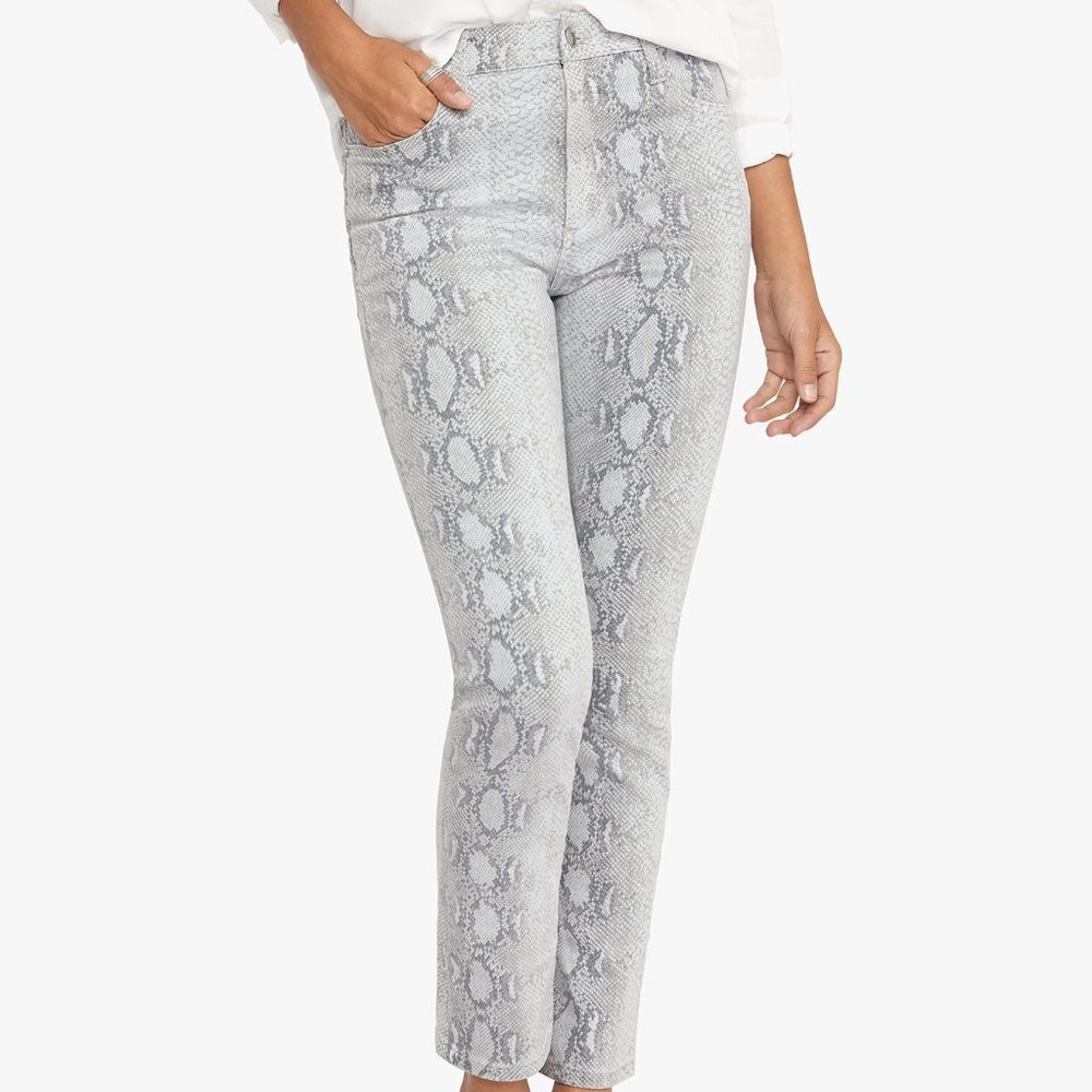 DG2 by Diane Gilman Orange Snake Print Jeans Sz 14